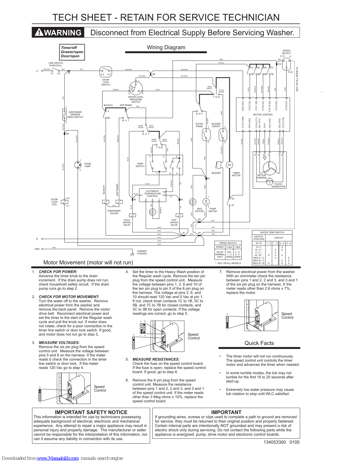 Frigidaire GLTF1240AS0 Tech Sheet