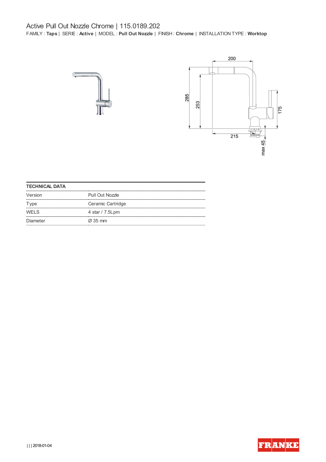 Franke TA7011 Datasheet