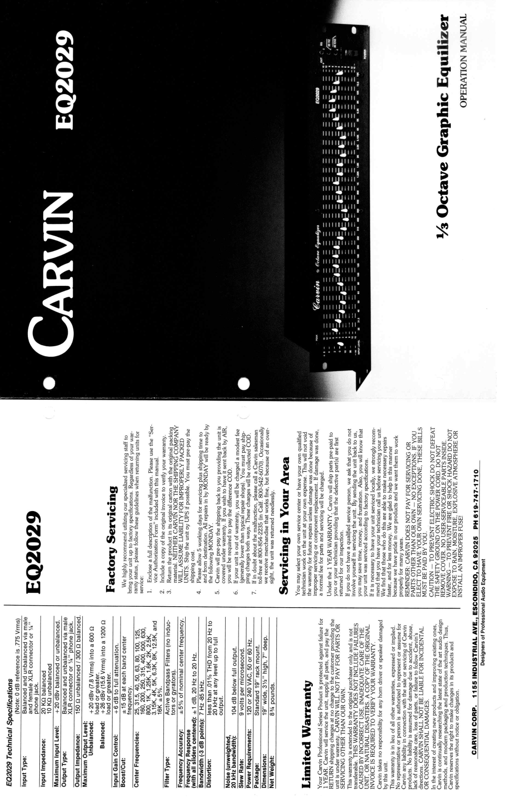 Carvin EQ2029 Owner's Manual