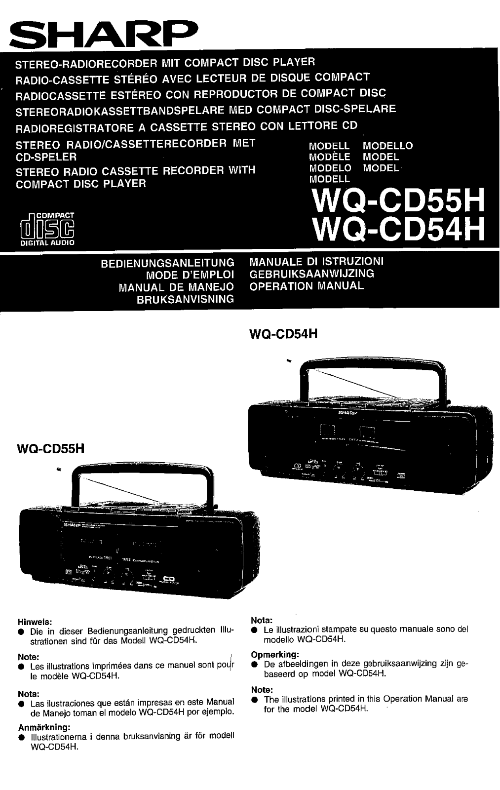 Sharp WQ-CD54H, WQ-CD55H Manual