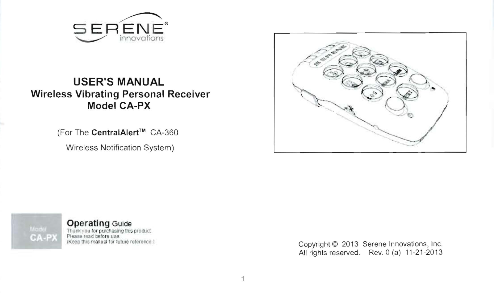 Serene CA-PX User Manual - ManualMachine.com