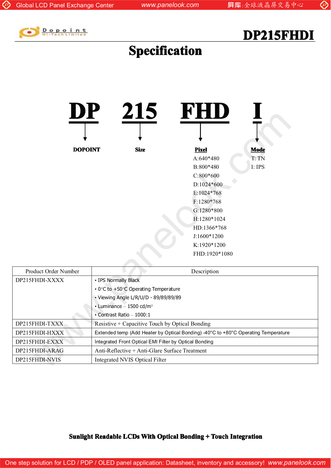 Dopoint DP215FHDI Specification