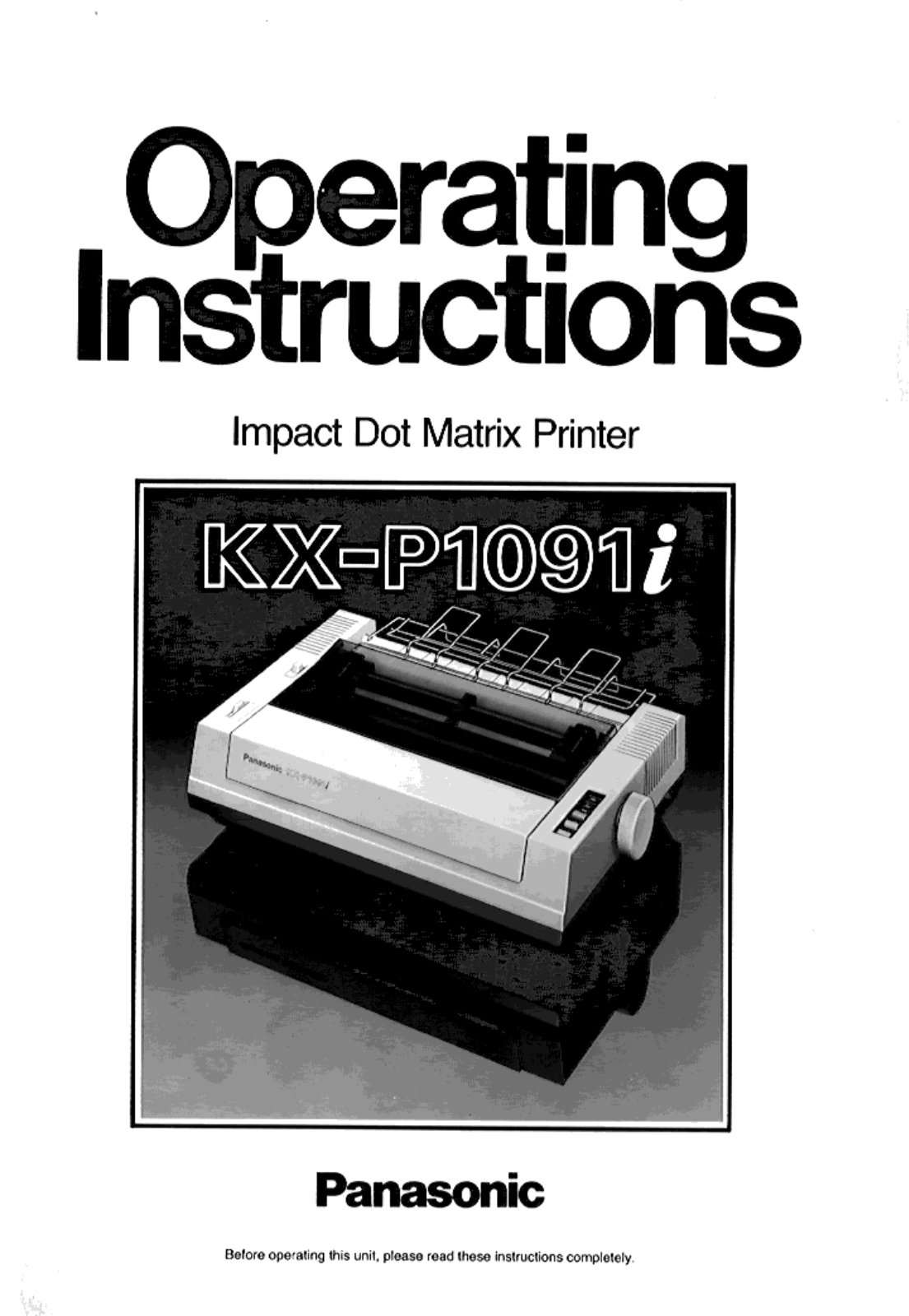 Panasonic kx-p1091 Operation Manual