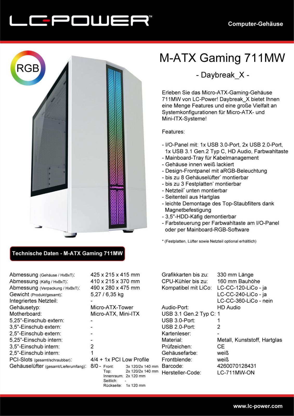 LC-Power LC-711MW-ON User Manual