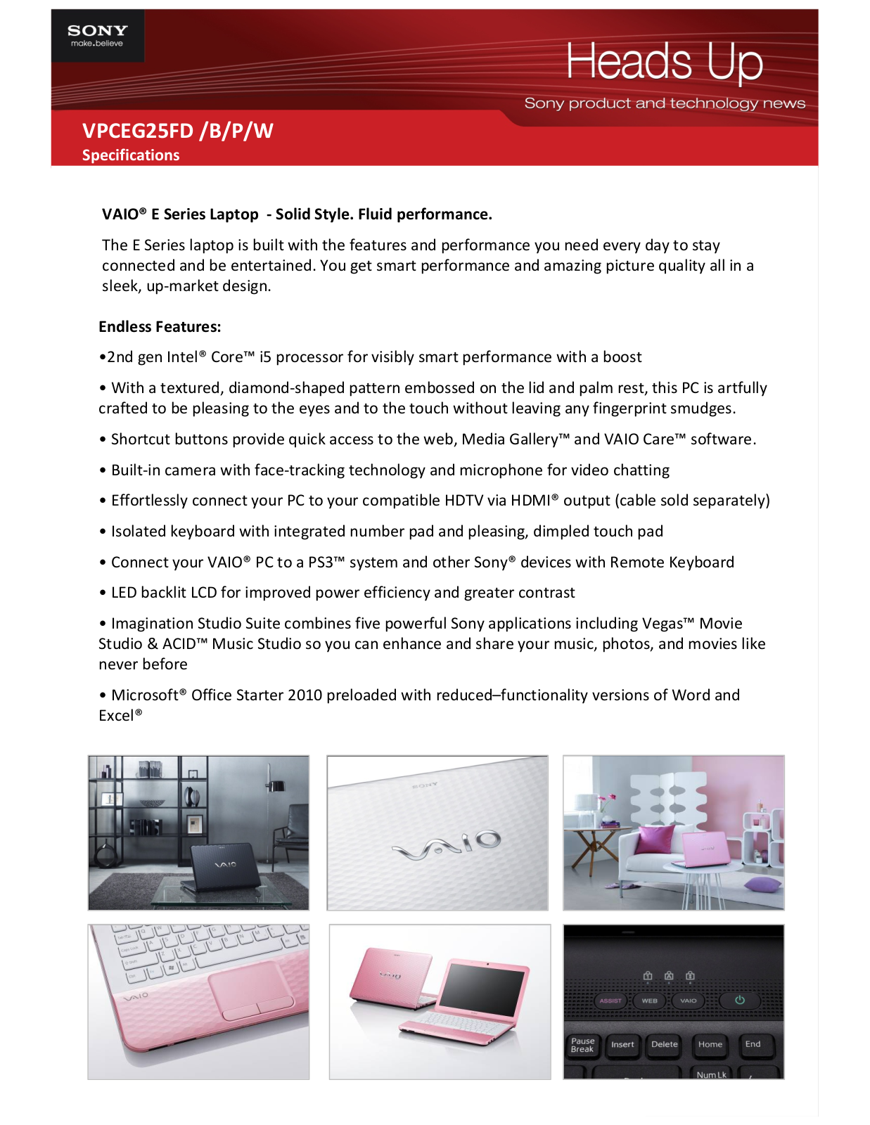 Sony VPCEG25FD Specification - ManualMachine.com