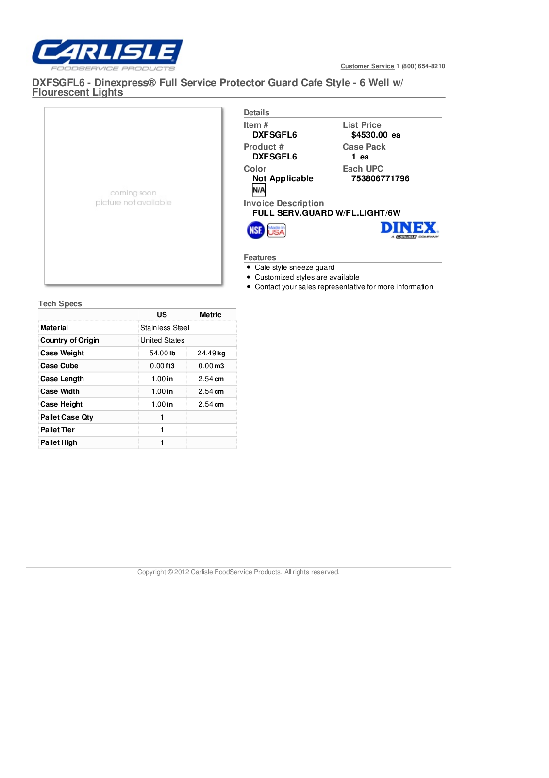 Carlisle DXFSGFL6 User Manual