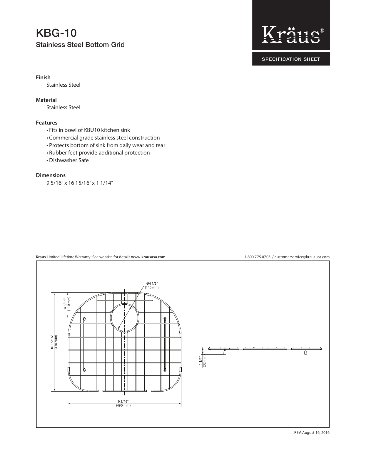 Kraus KUS1829 Specifications - ManualMachine.com