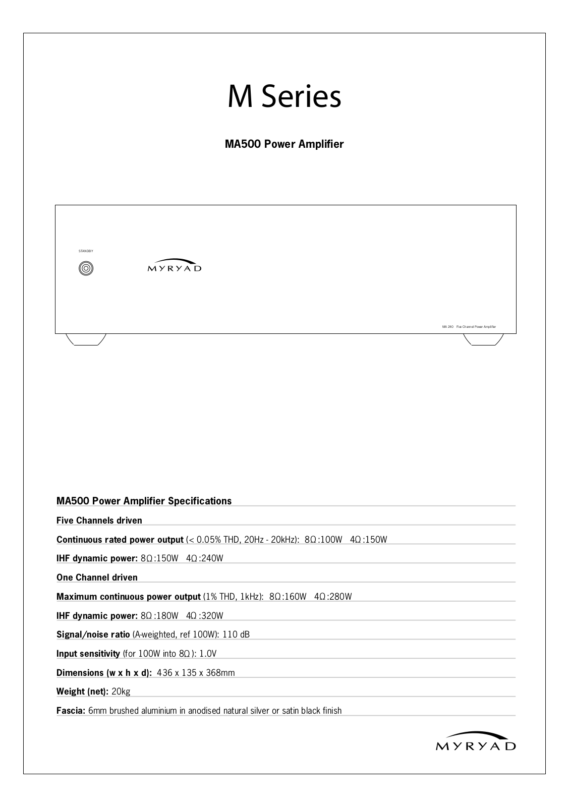 Myryad MA-500 Brochure