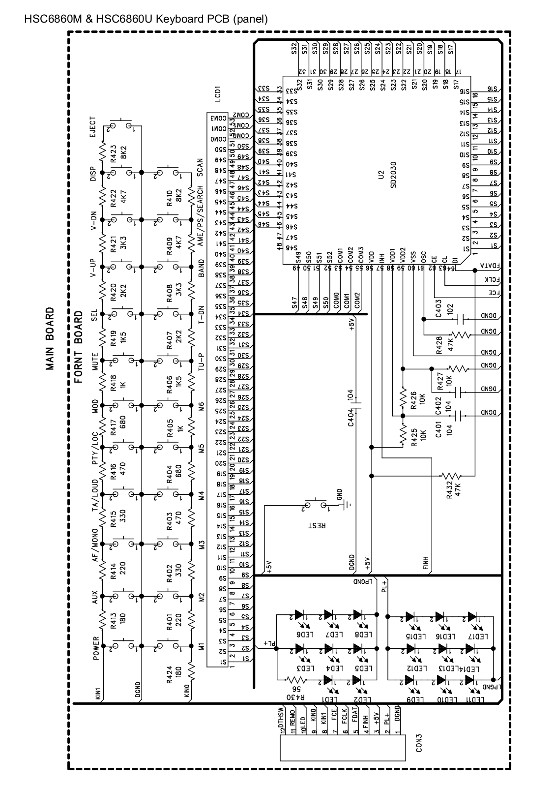 Mystery MCD-694, MCD-797, MCD-795MPU, MCD-794, MCD-799MP Keyboard Panel