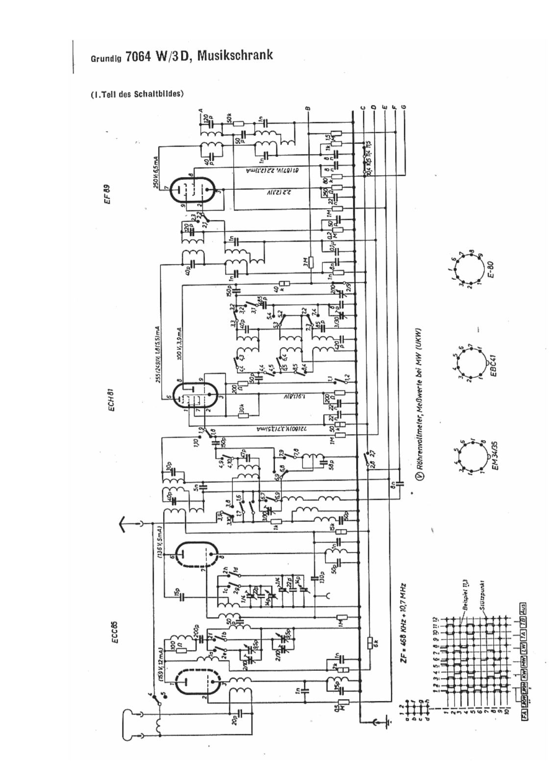 Grundig 7064-W-3-D Schematic