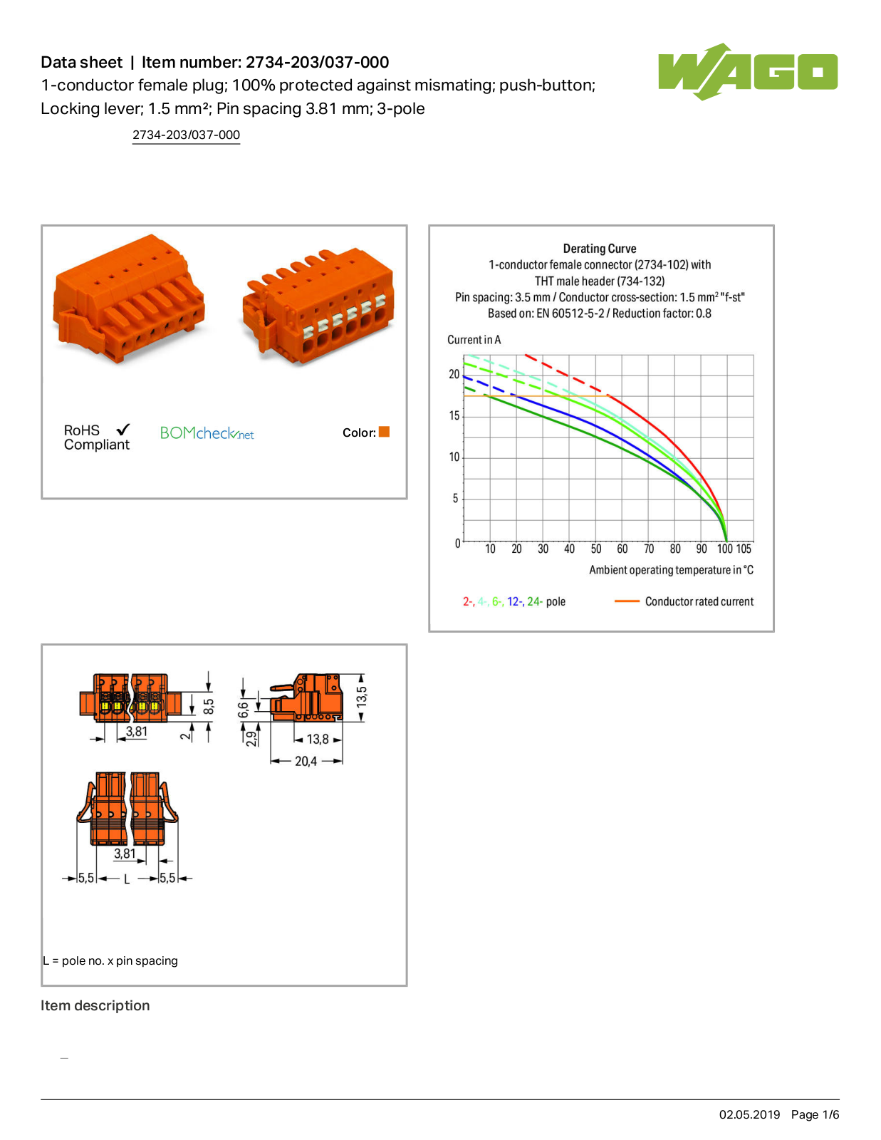 Wago 2734-203/037-000 Data Sheet