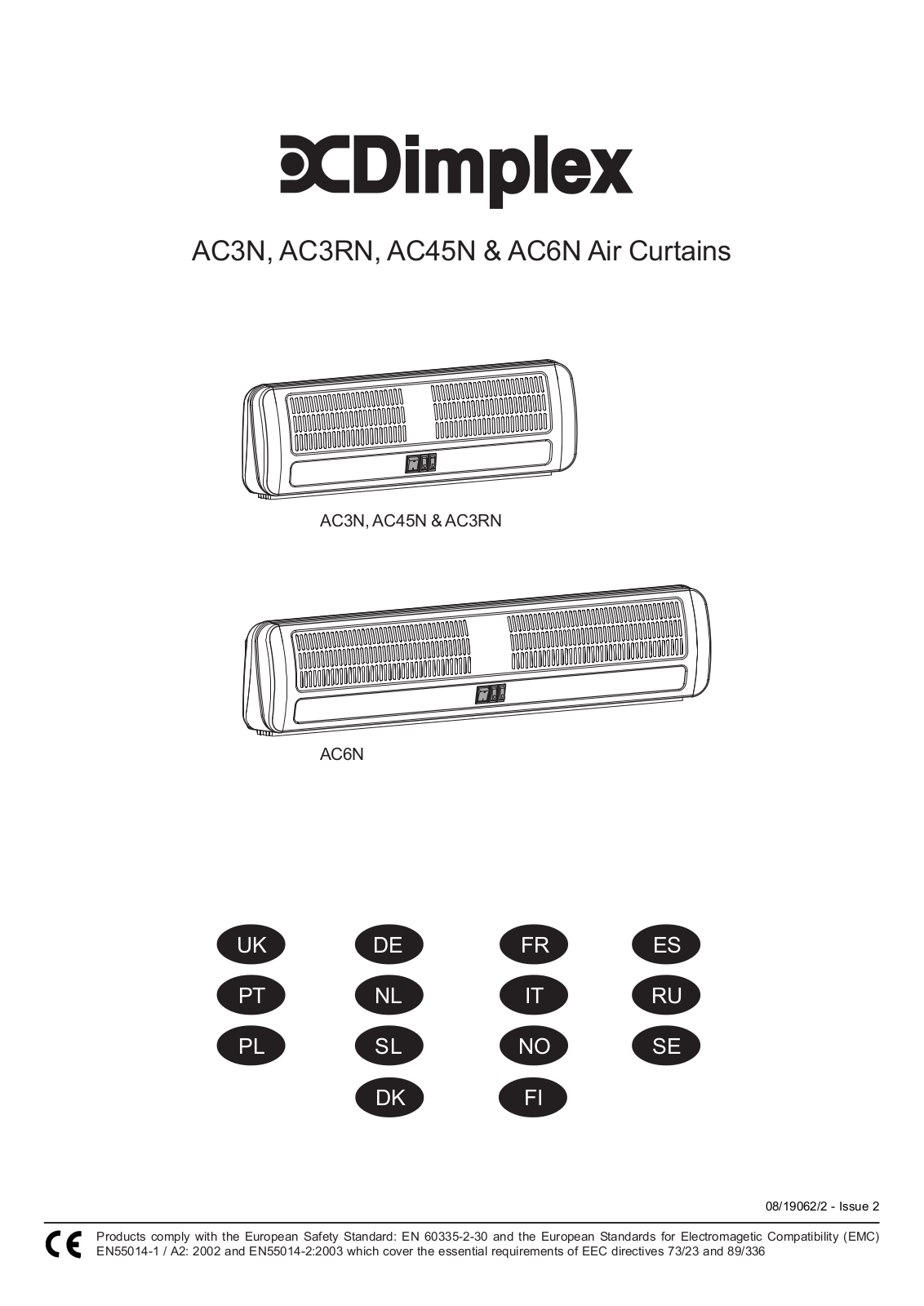 Dimplex AC3RN, AC45N, AC3N, AC6N Quick Start Manual