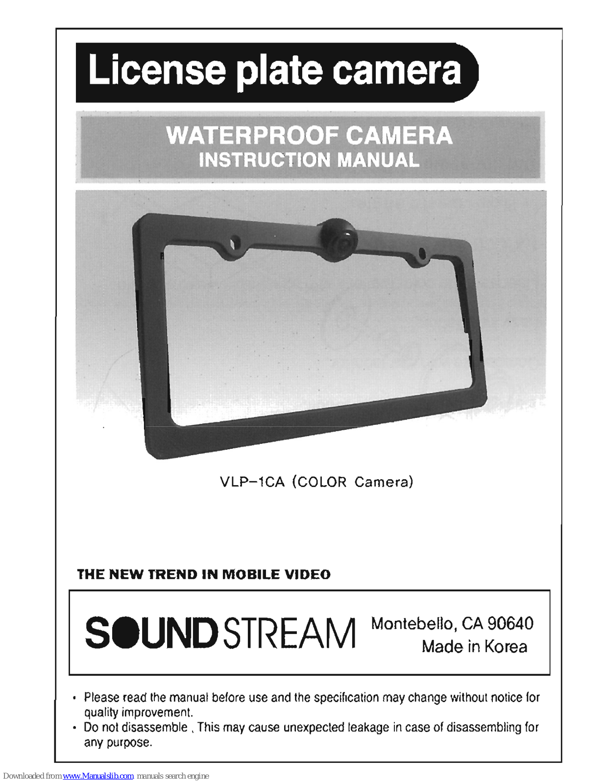 Soundstream VLP-1CA Instruction Manual