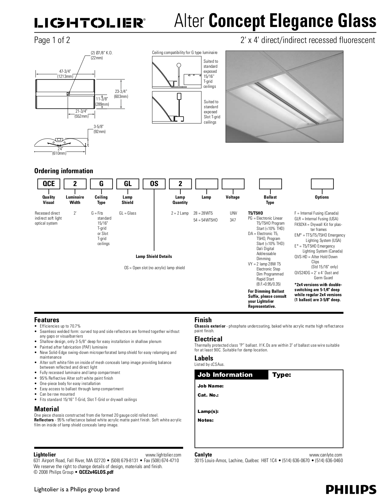 Lightolier Concept Elegance Glass User Manual