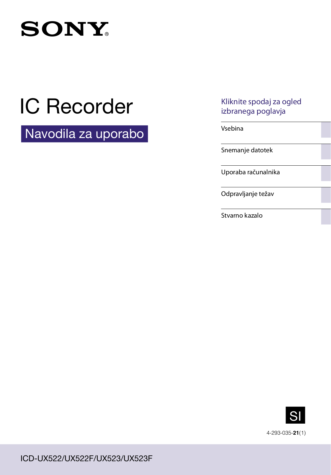 Sony ICD-UX522, ICD-UX523F User Manual