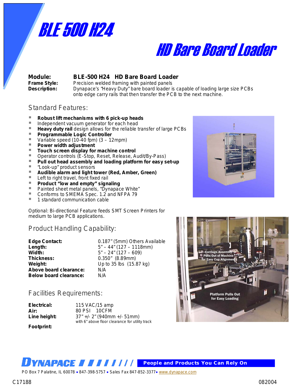 DYNAPACE Heavy Duty Edge Carry Bare Board Loader User Manual