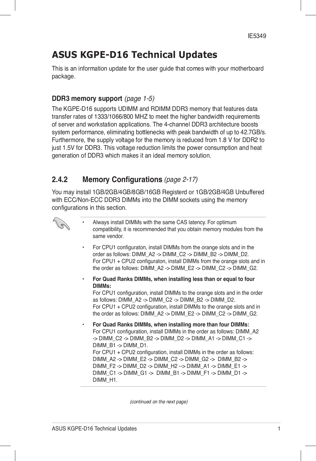 ASUS KGPE-D16, IE5349 User Manual