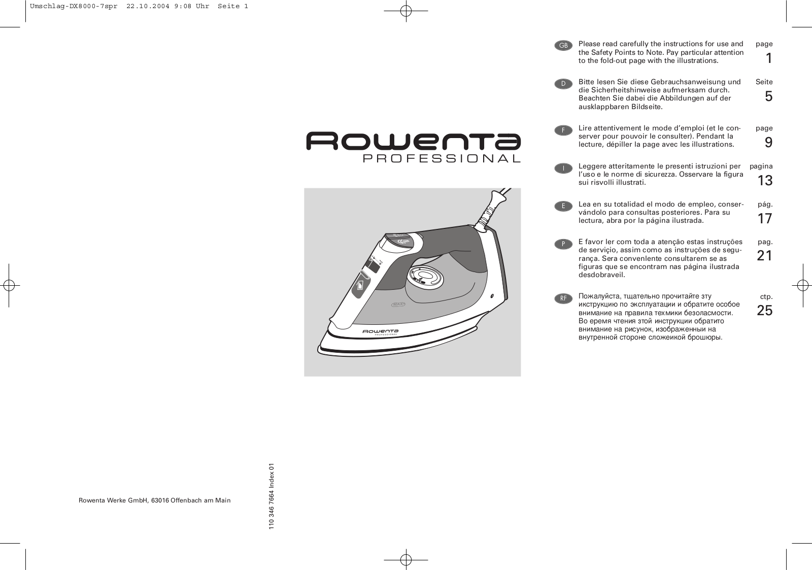 ROWENTA DX8100 User Manual