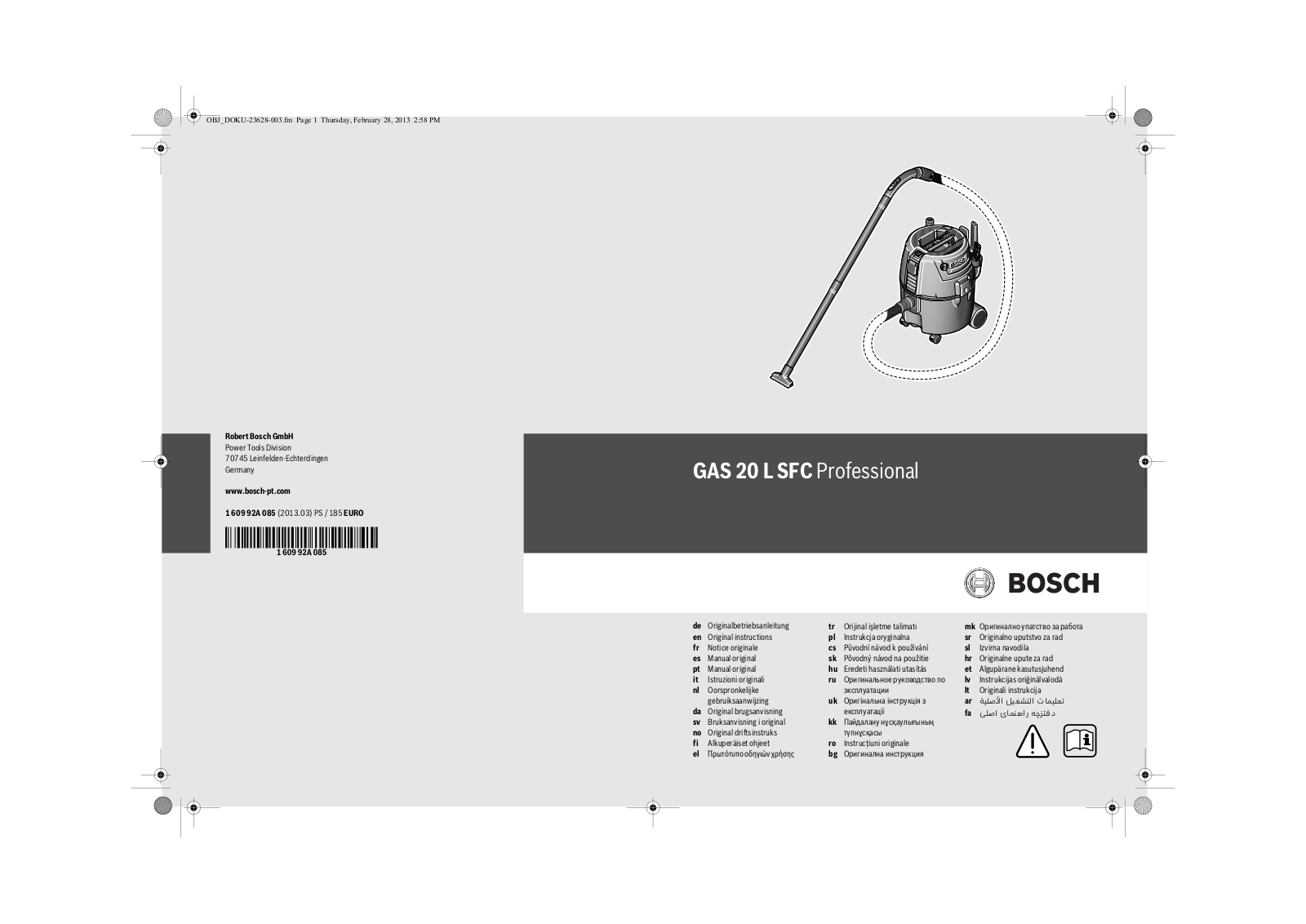 Bosch GAS 20 L SFC User Manual