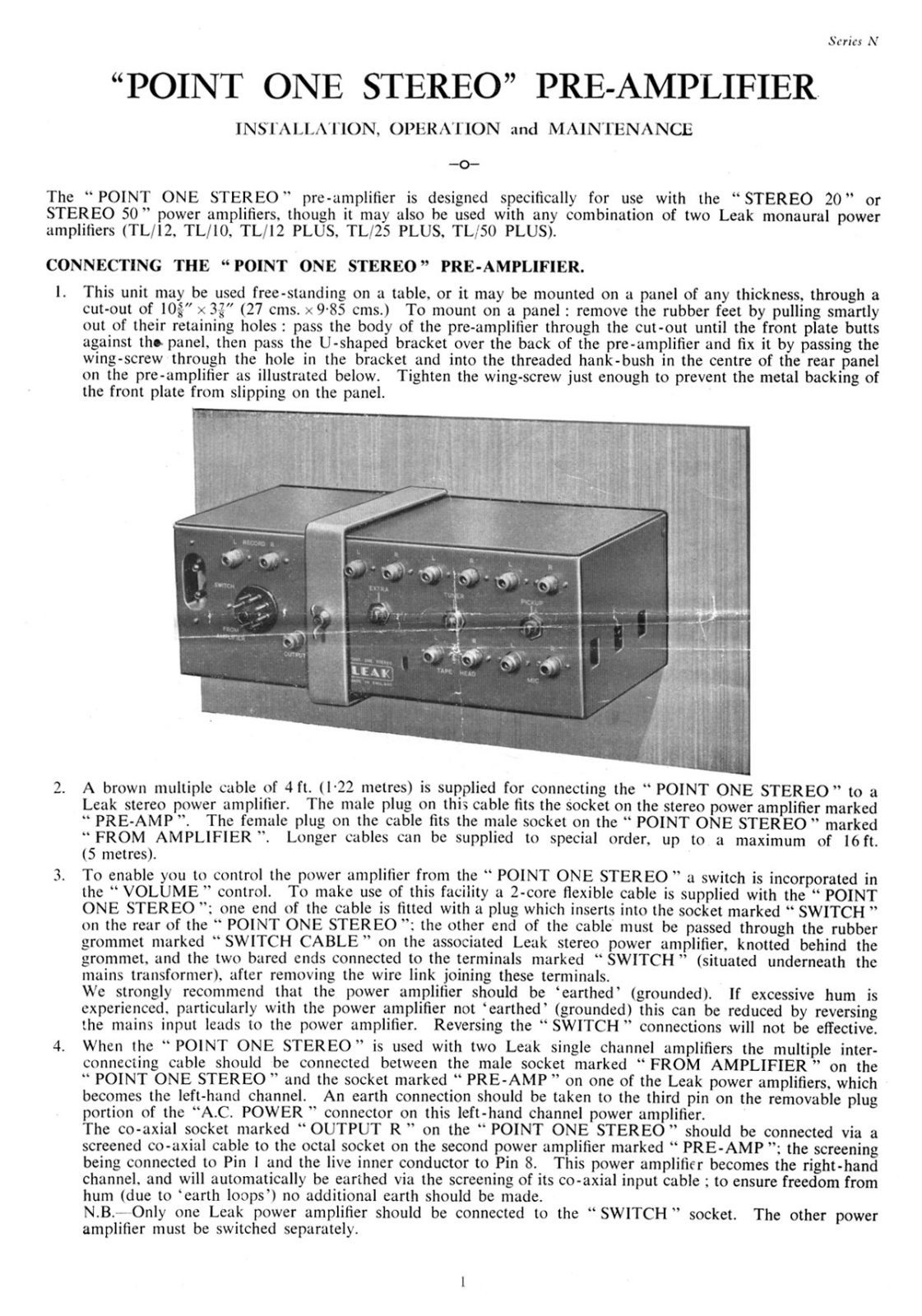 Leak Point One Stereo Owners manual