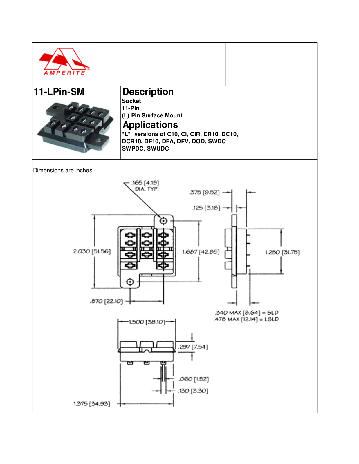 Amperite 11-LPIN-SM Dimensional Sheet - ManualMachine.com
