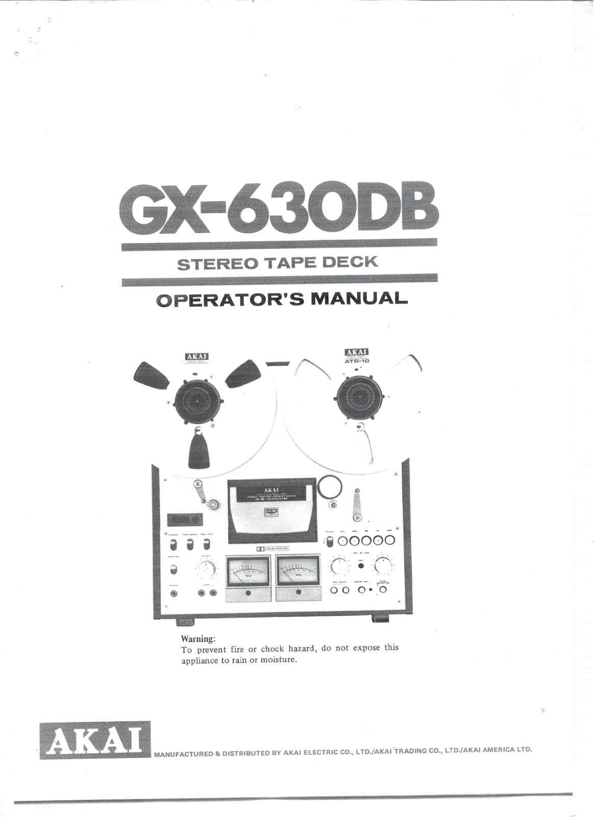 Akai GX-630-DB Owners manual