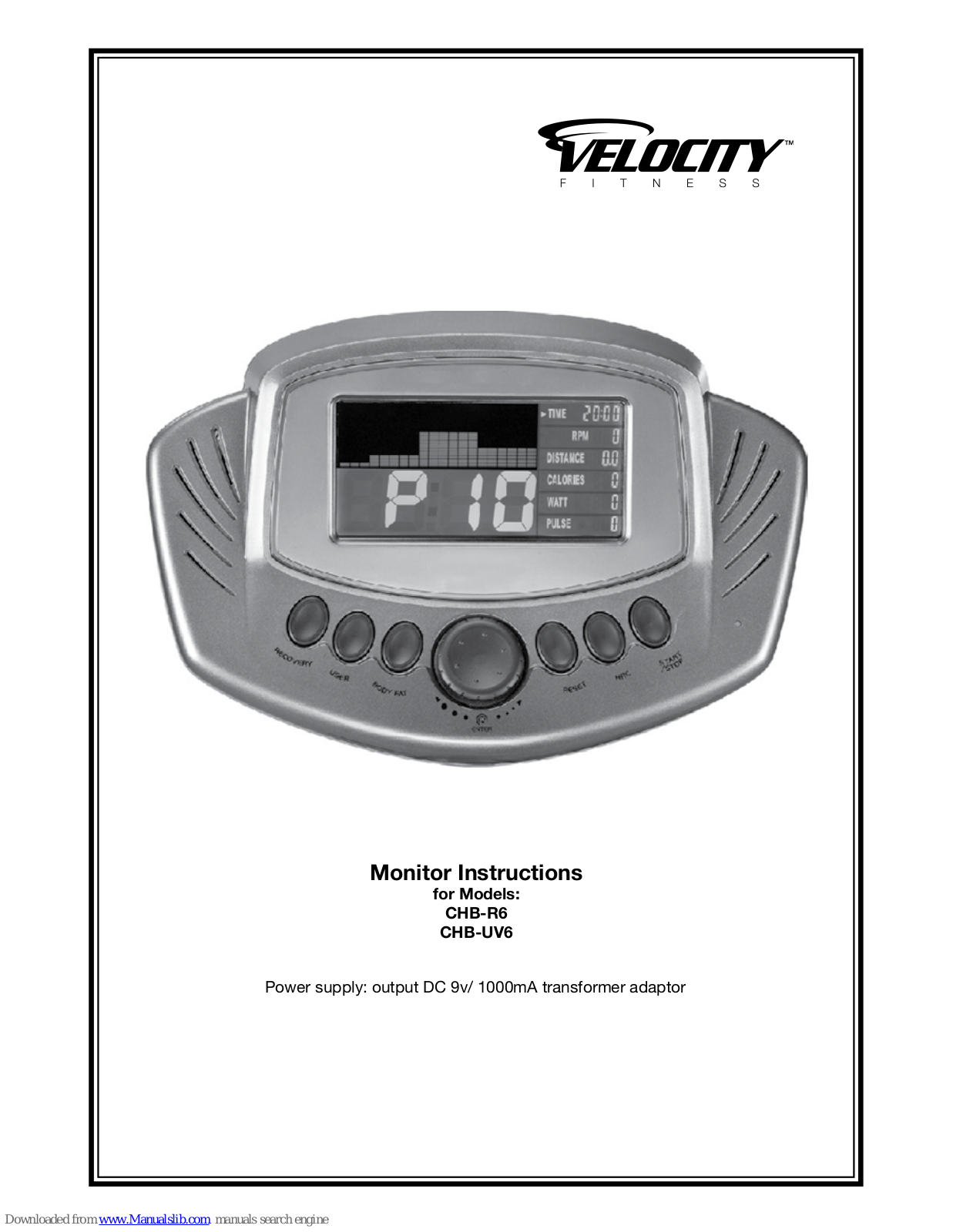 Velocity Fitness CHB-R6, CHB-UV6 Instructions Manual