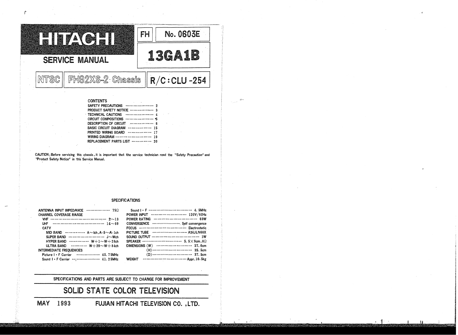 HITACHI 13GA1B Diagram