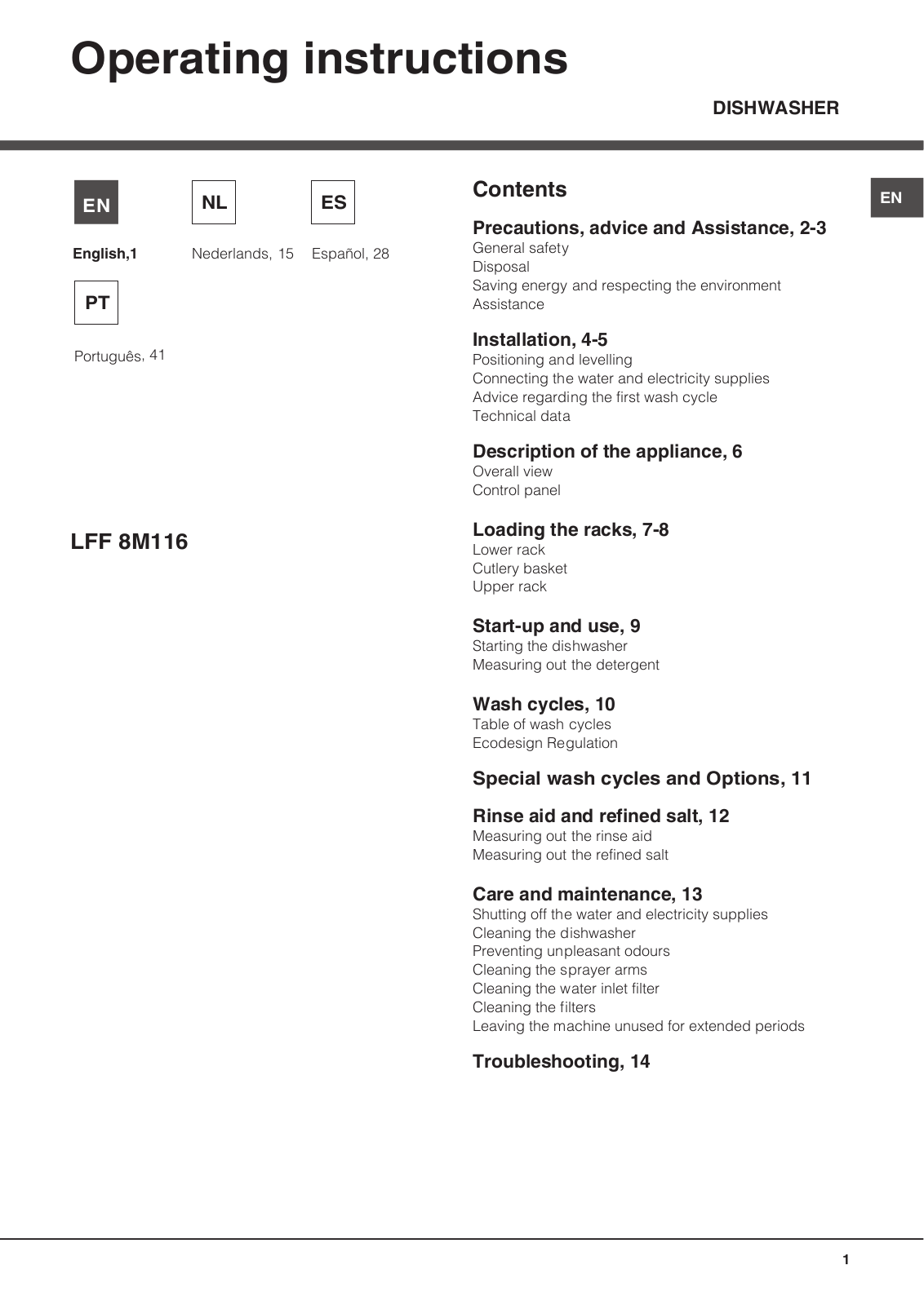 Hotpoint LFF 8M116 EU User Manual