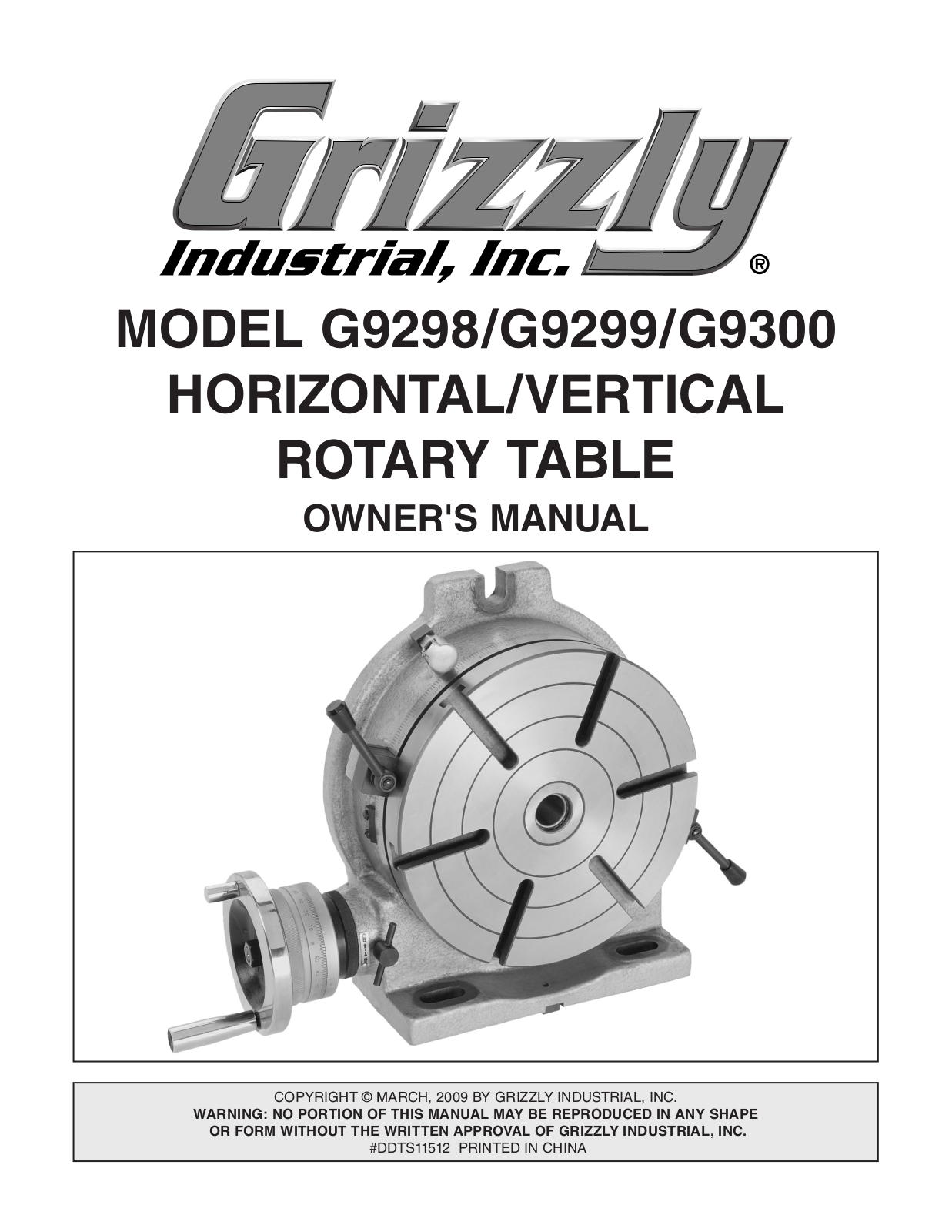 Grizzly G9298 User Manual