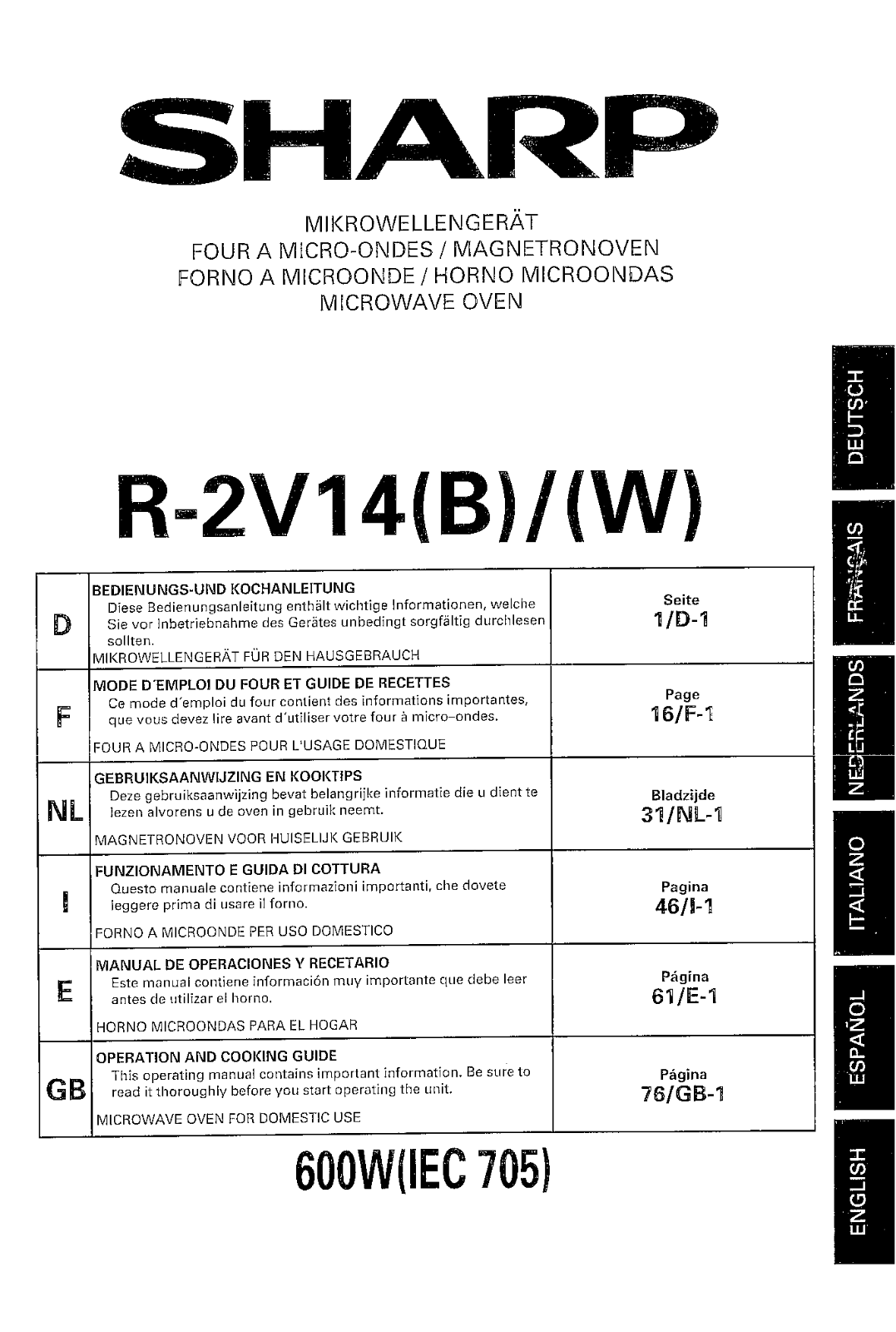 Sharp R-2V14 User Manual