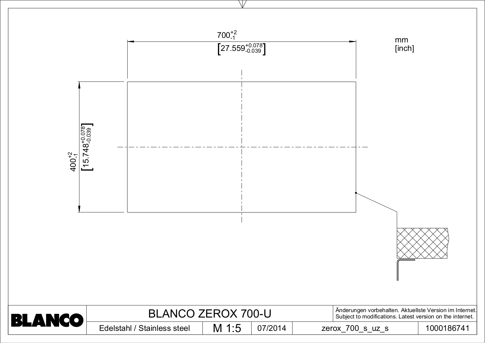 Blanco ZEROX 700-U User Manual