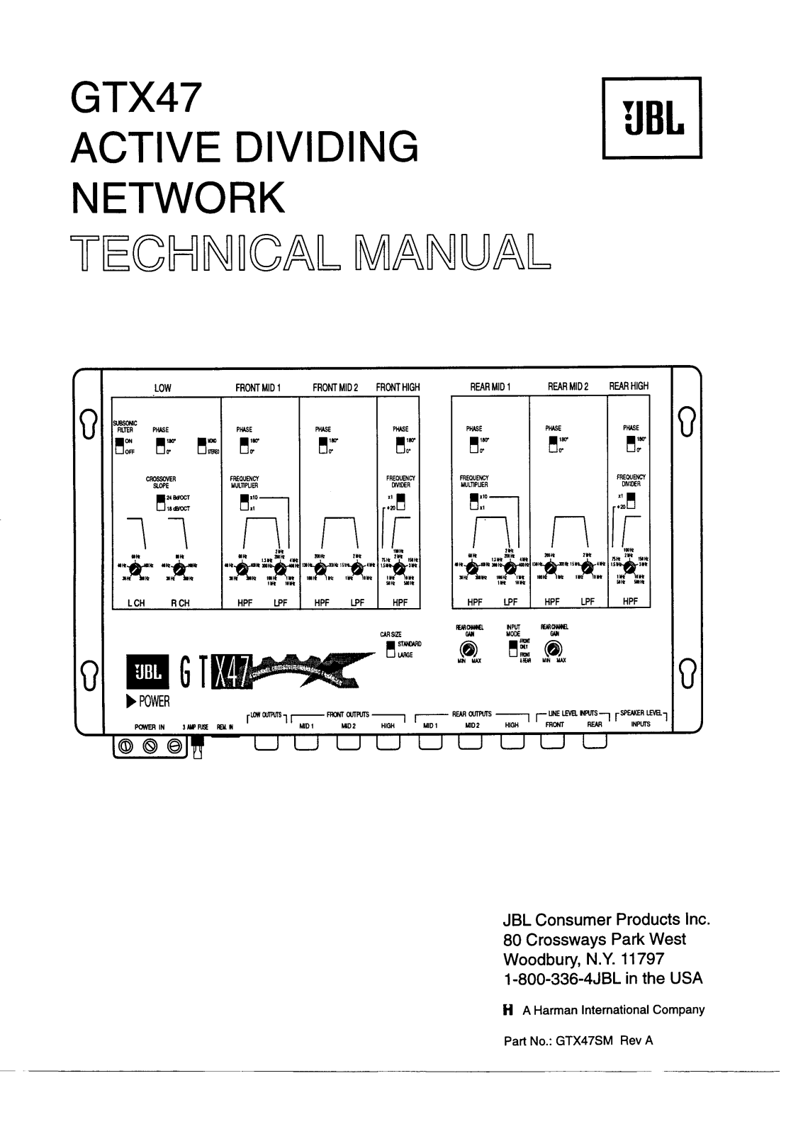 JBL GTX47 Service Manual