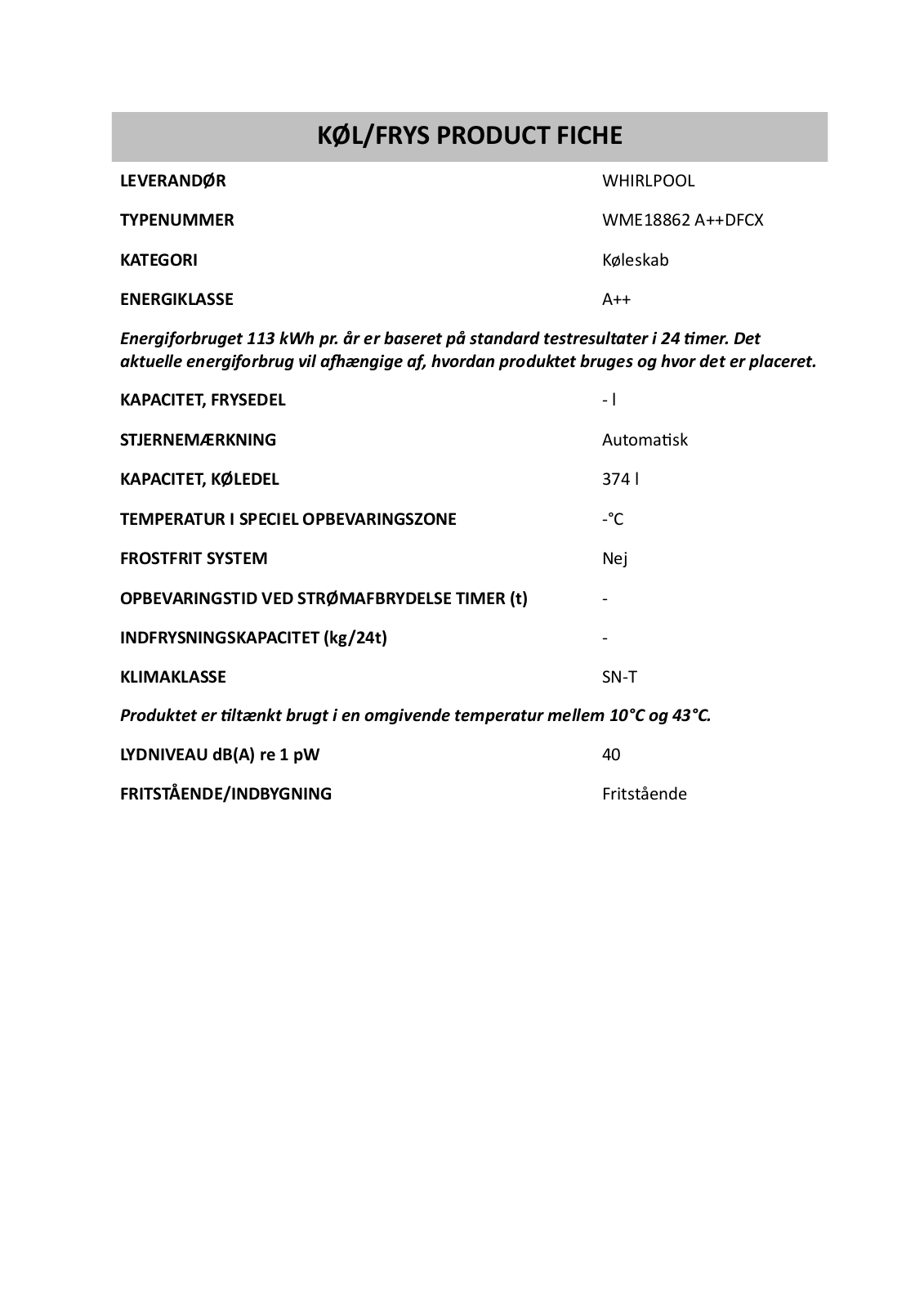 Whirlpool WME18862 A DFCX INSTALLATION