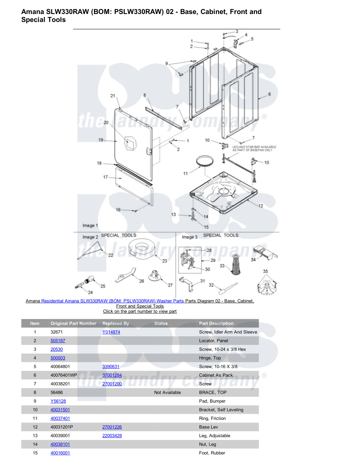 Amana SLW330RAW Parts Diagram