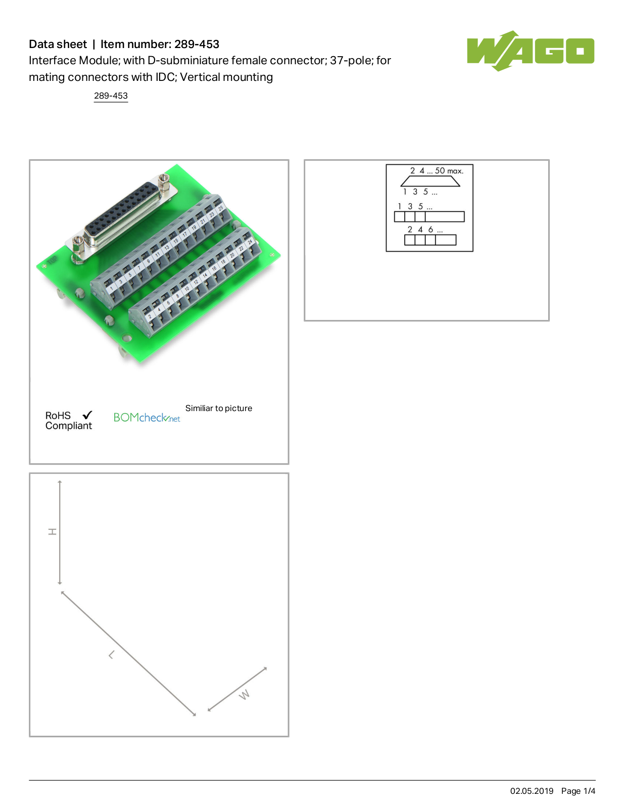 Wago 289-453 Data Sheet