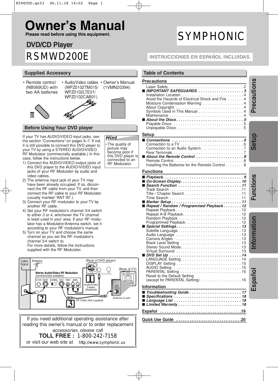 FUNAI RSMWD200E, RSMWD200E User Manual