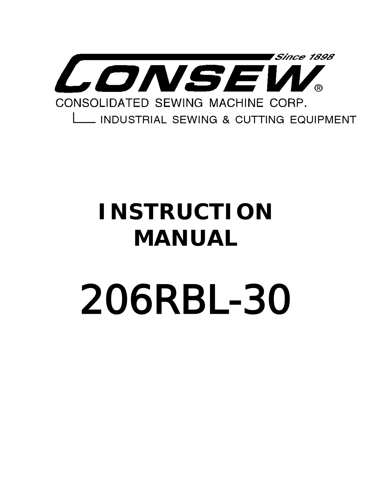 CONSEW 206RBL-30 Instruction Manual