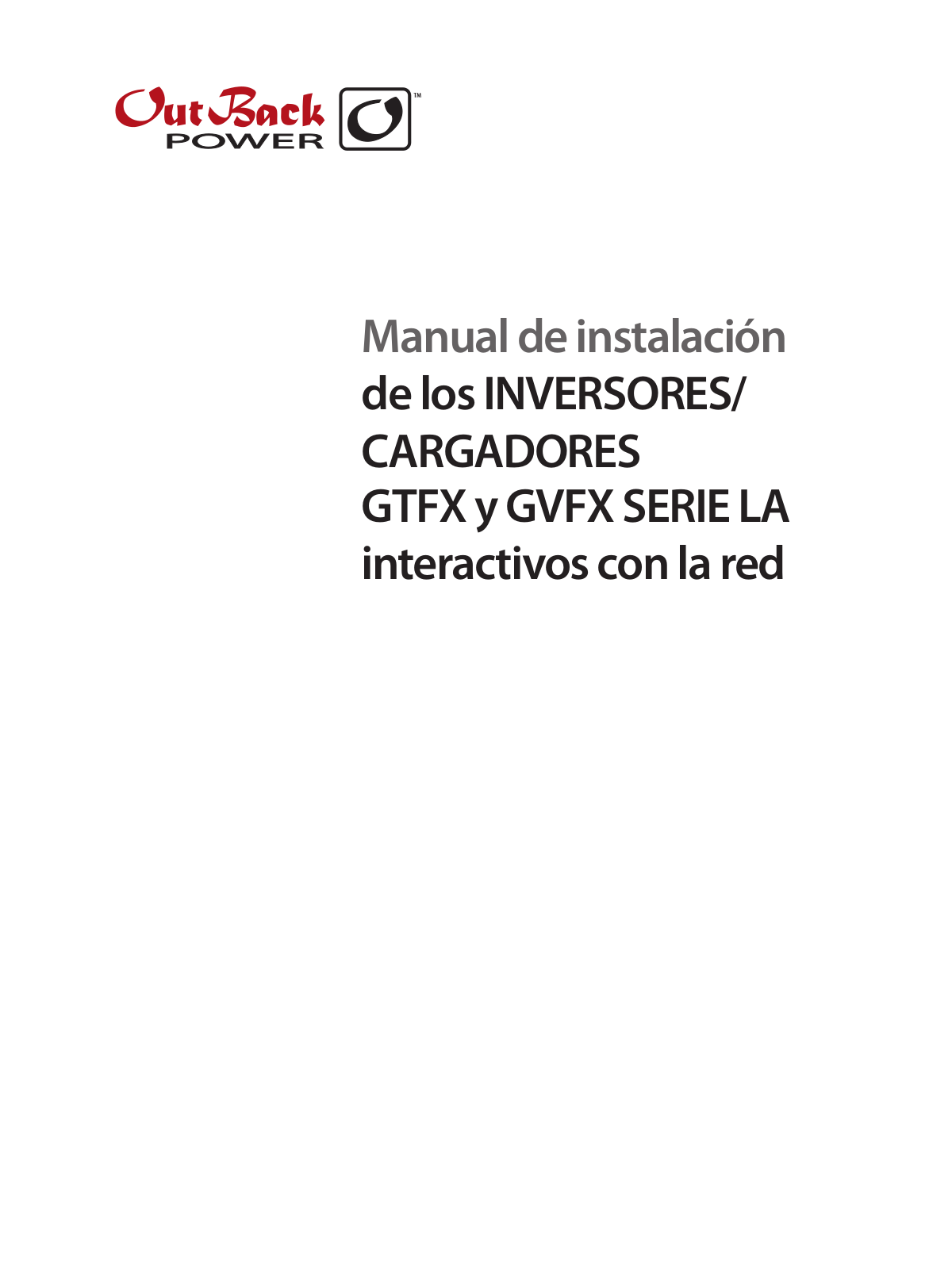 Outback Power Systems GVFX Installation Instructions