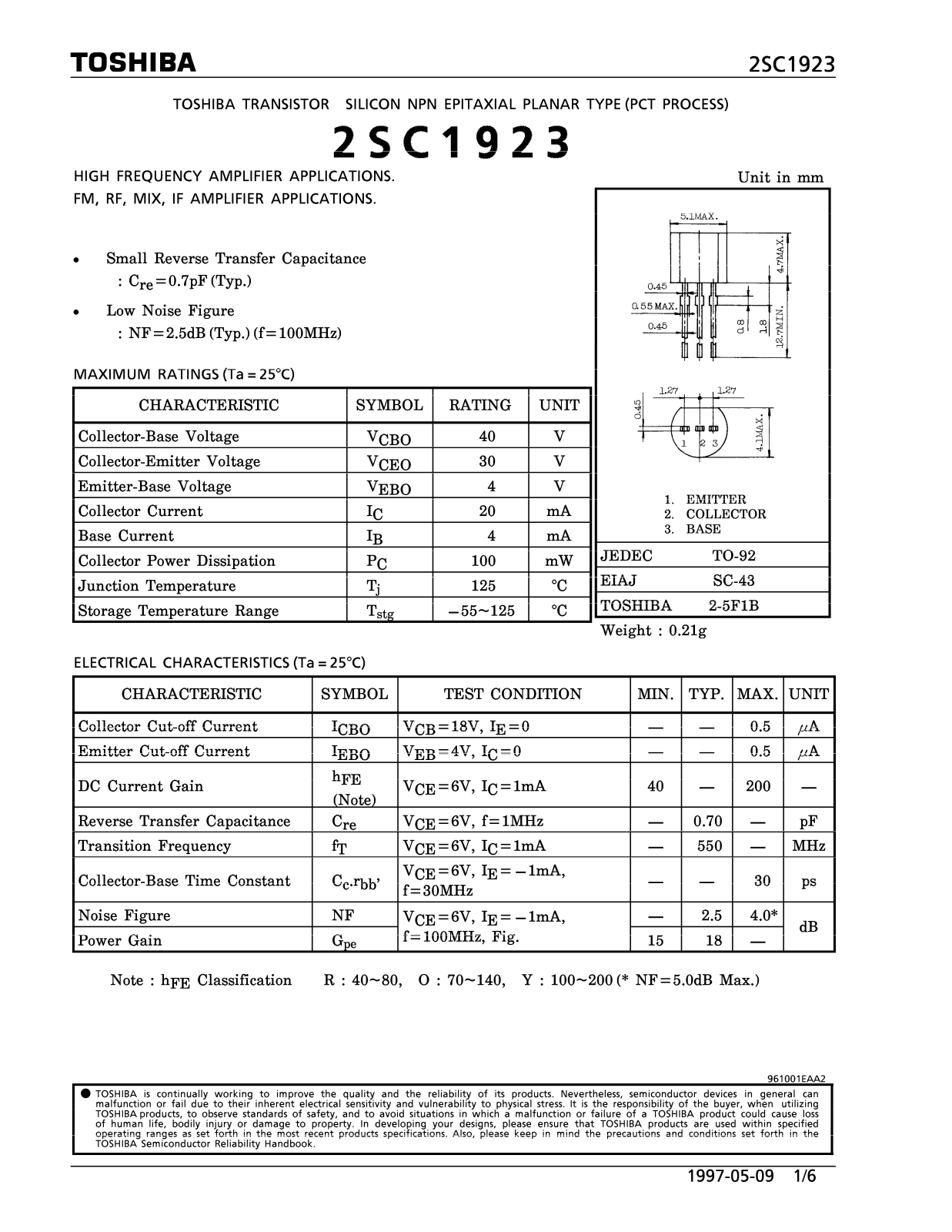 Datasheet 2SC1923 Specification - ManualMachine.com