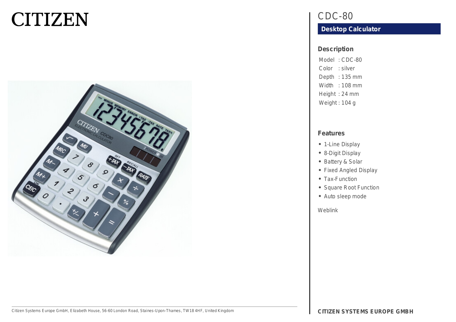 Citizen CDC-80 User Manual