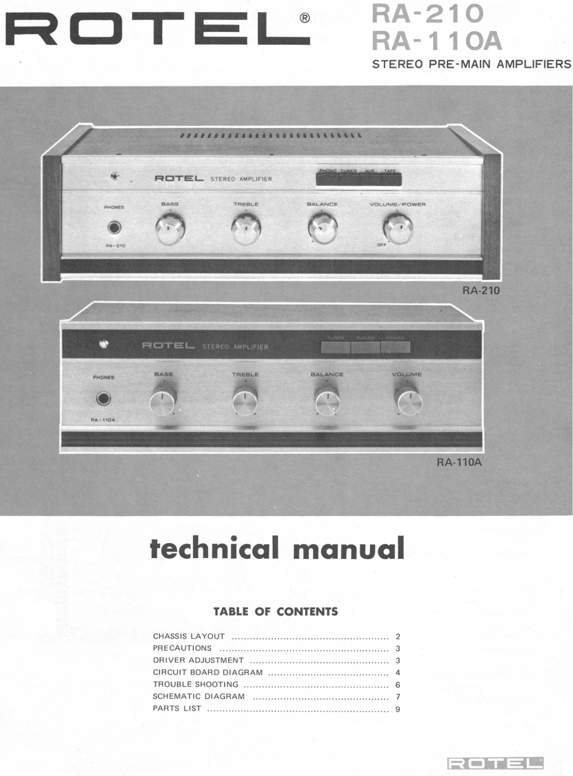 Rotel RA-110-A Service manual