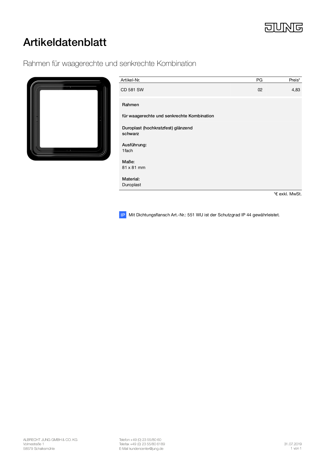 Jung CD 581 SW User Manual