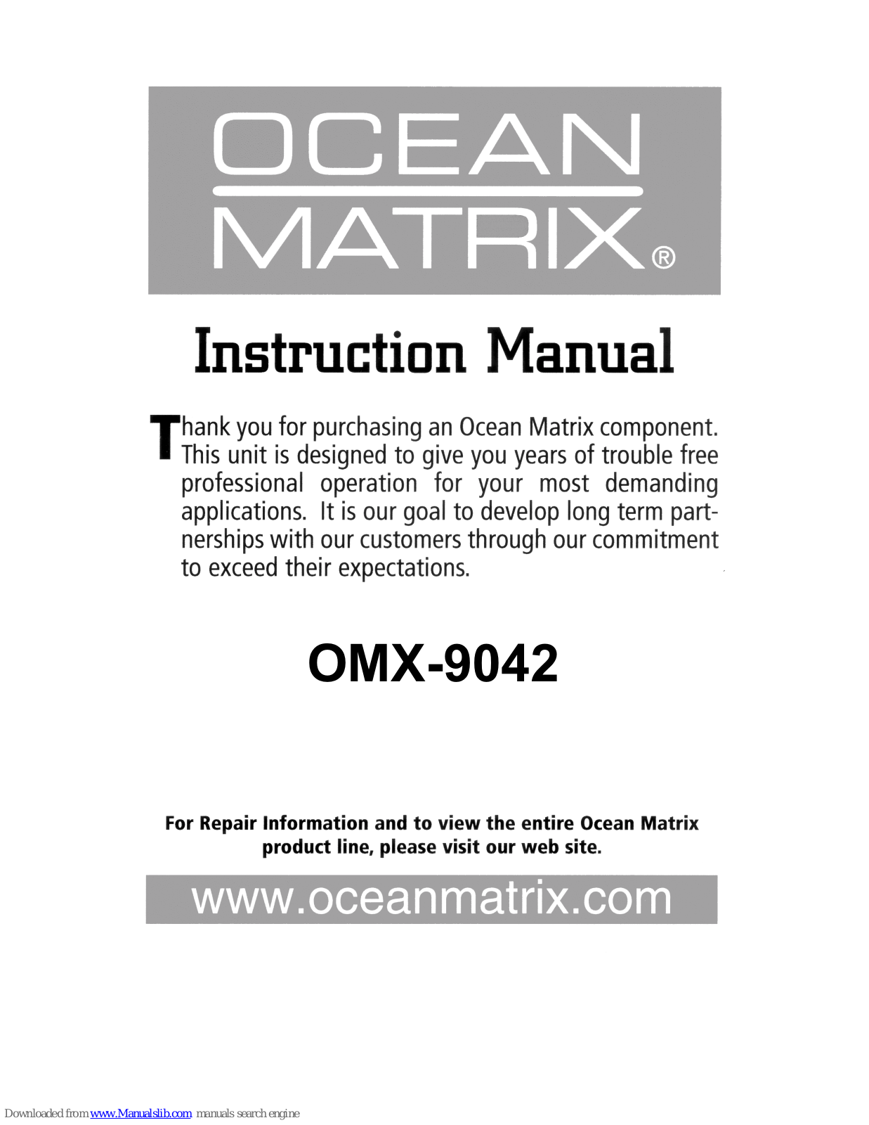 Ocean Matrix OMX-9042 Instruction Manual