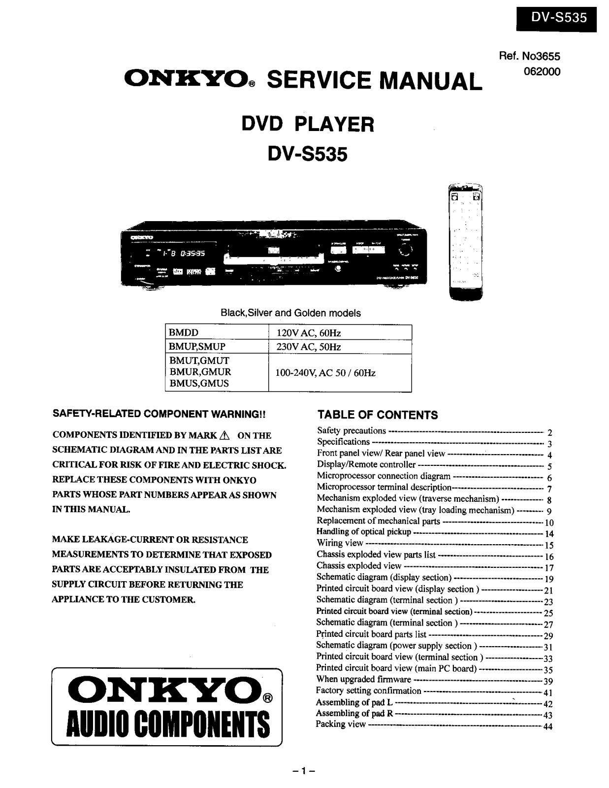 Onkyo DVS-535 Service manual