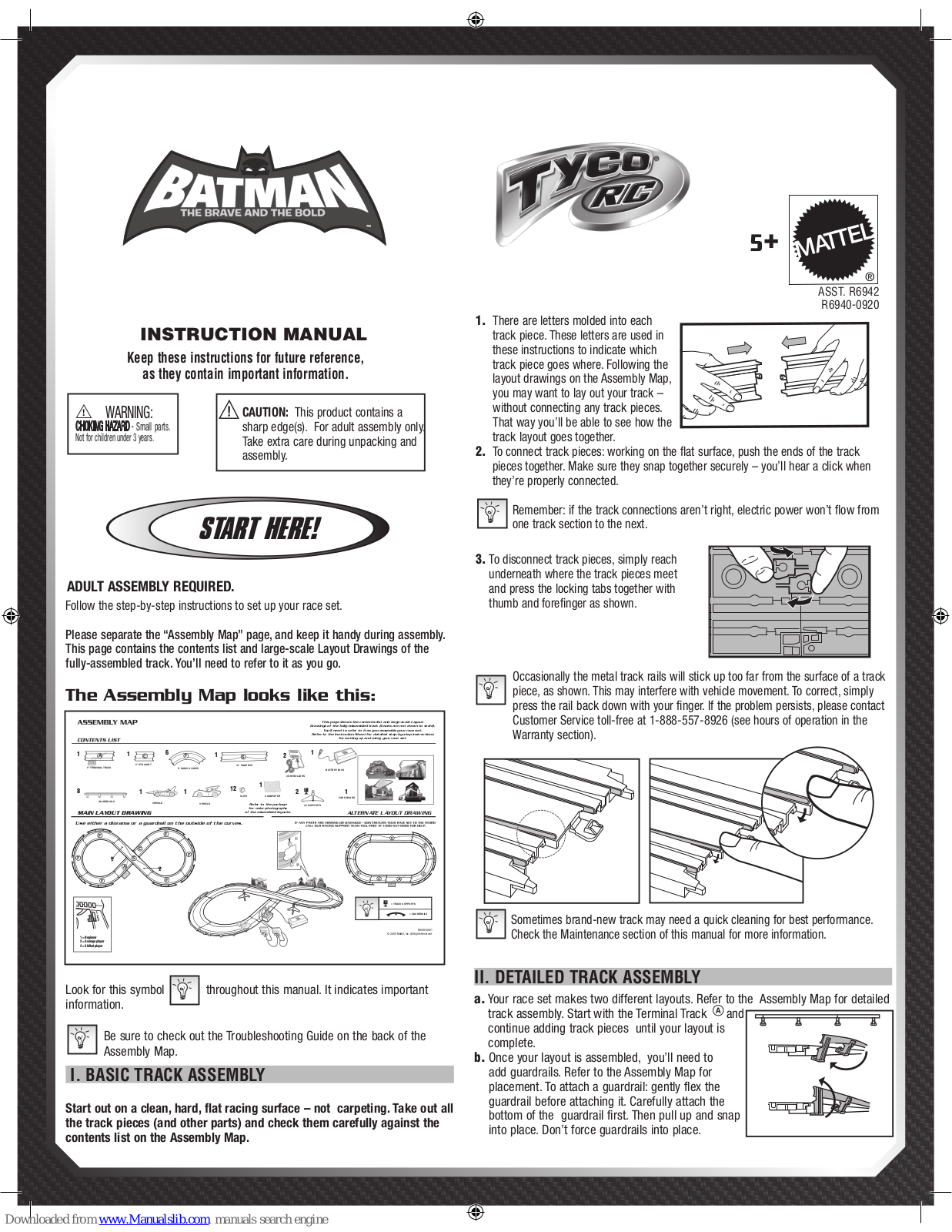 Tyco R/C Racing Batman Brave & Bold Electric Racing Set Instruction Manual