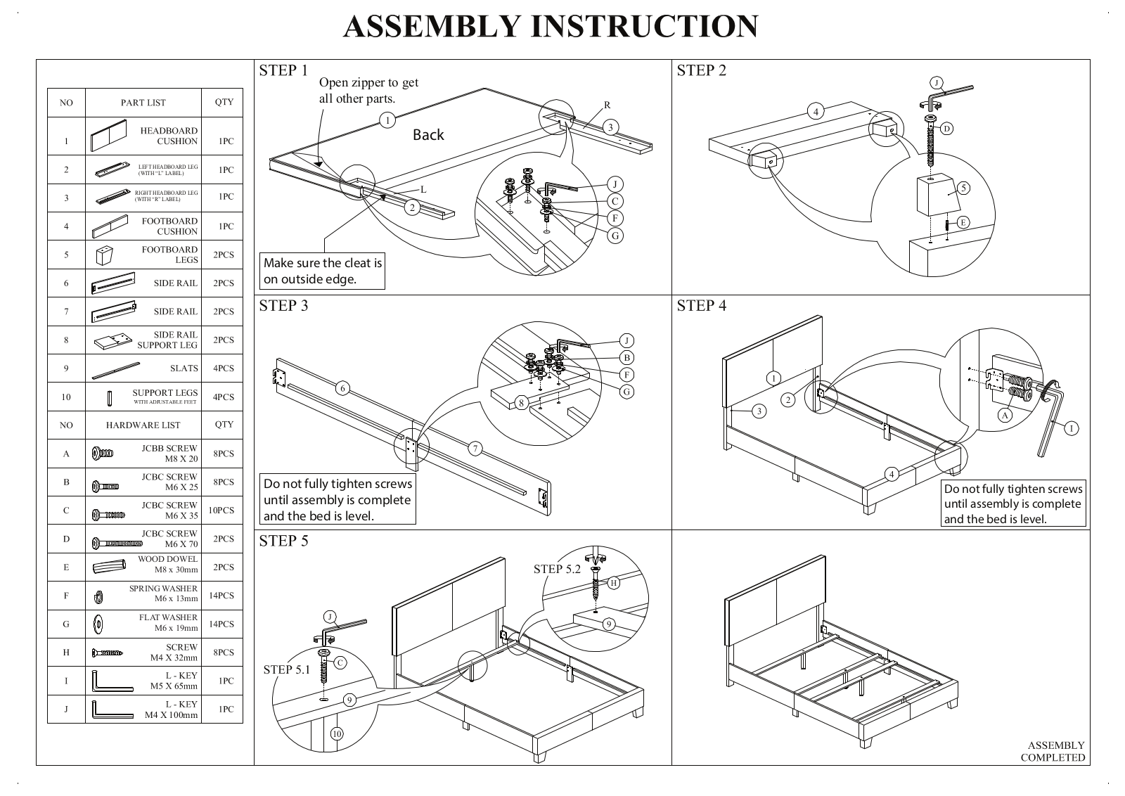 Zipcode Design W004415416 Assembly Instruction (Full/Queen)