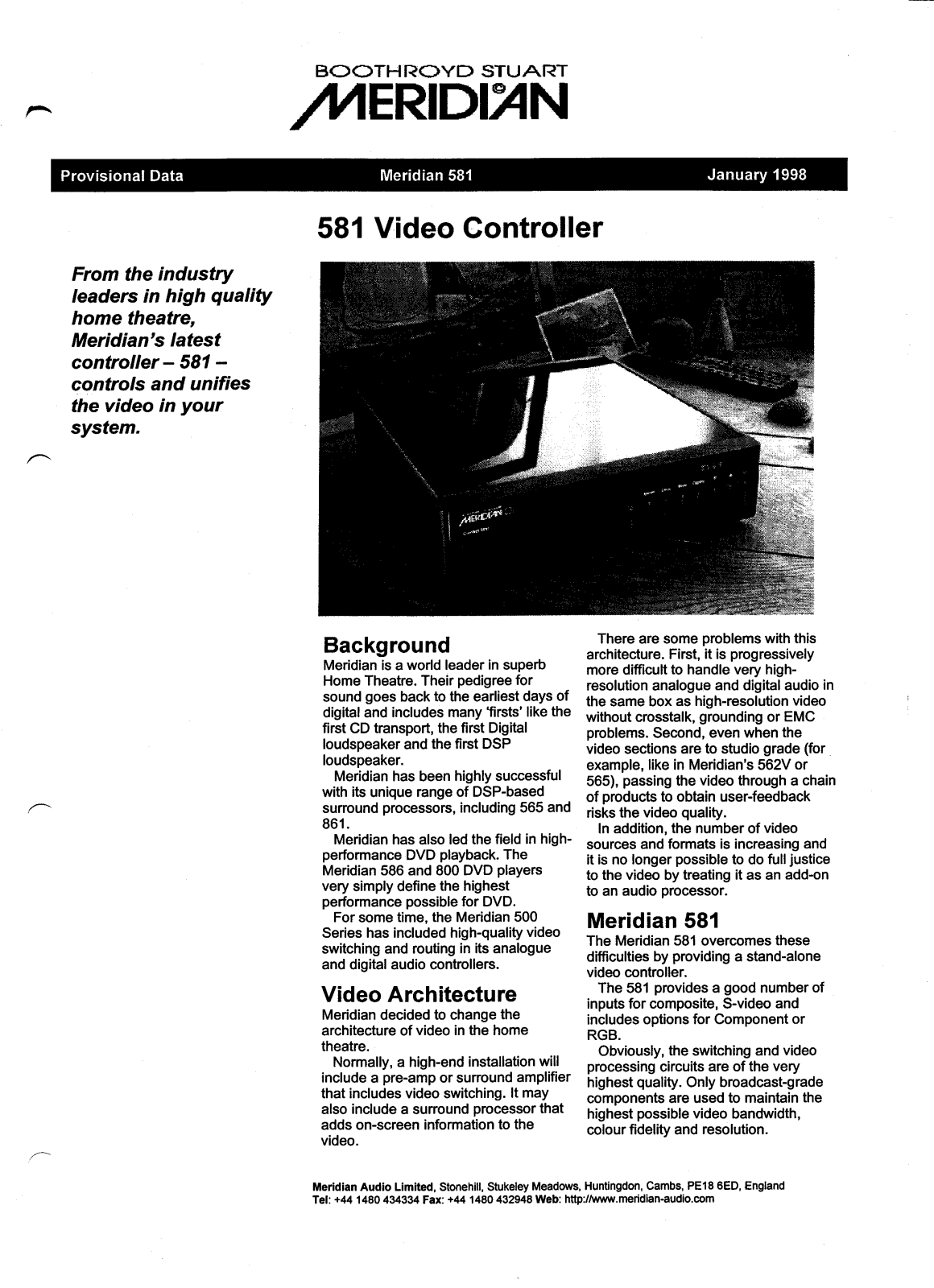 MERIDIAN AUDIO 581 Technical user guide - ManualMachine.com
