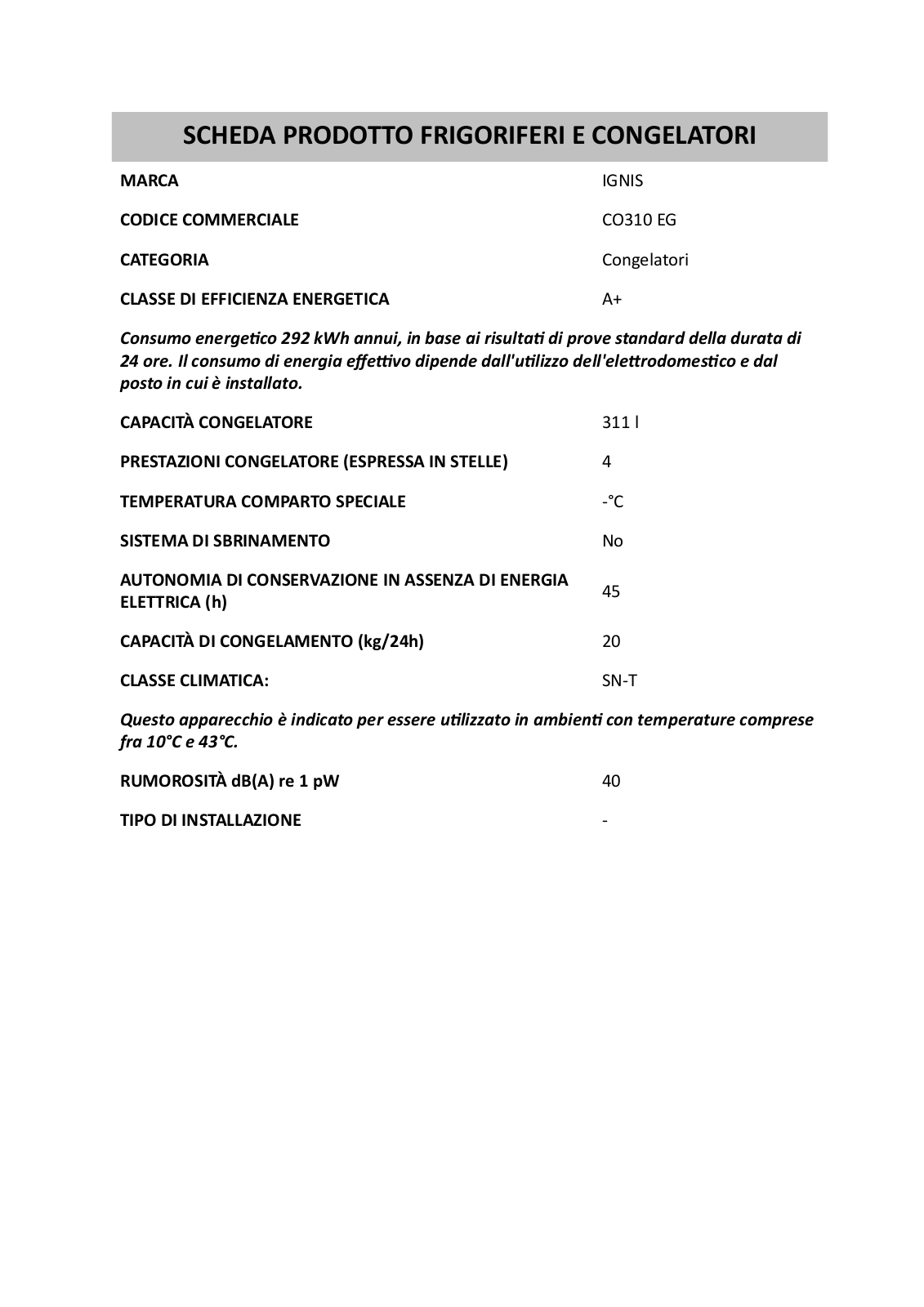 Whirlpool CO310 EG INSTRUCTION FOR USE