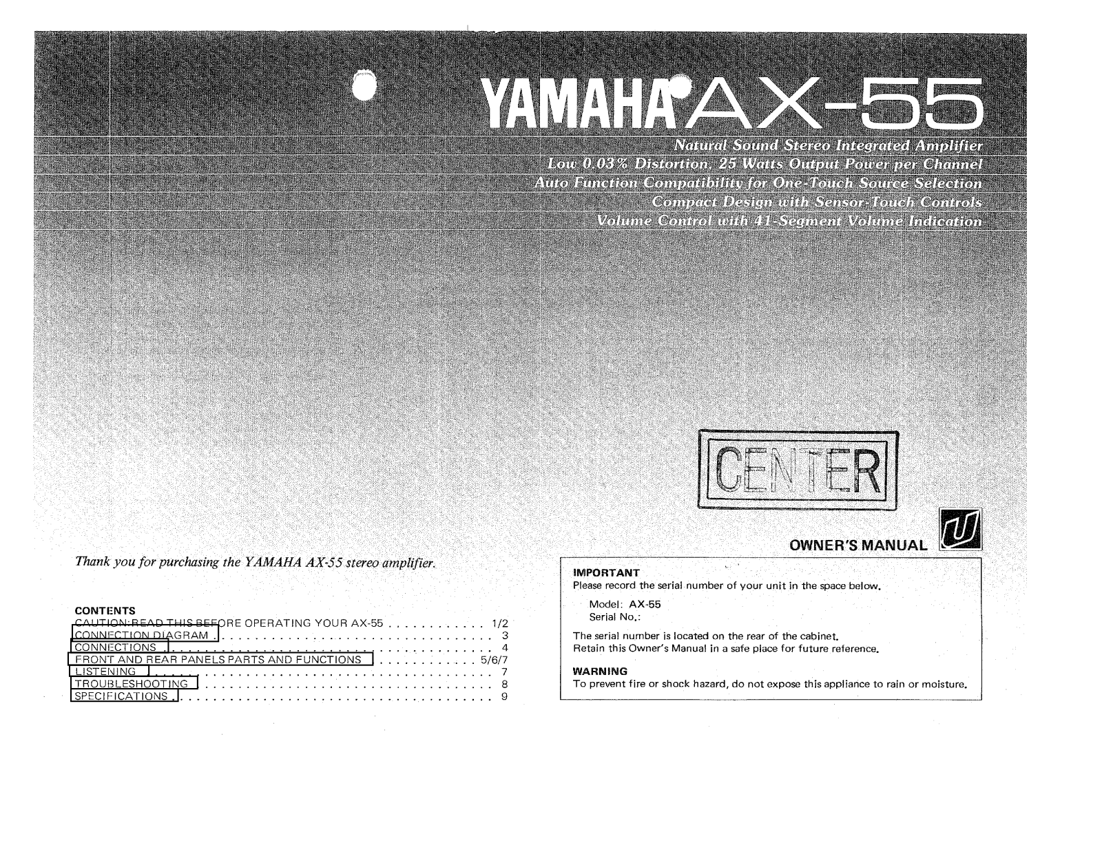 Yamaha AX-55 User Manual